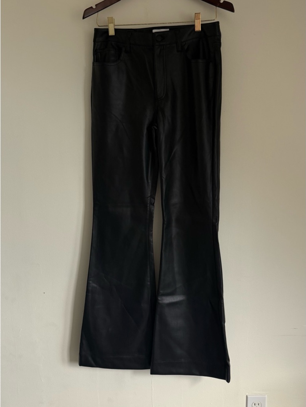pistola Black Faux Leather Flare Pants